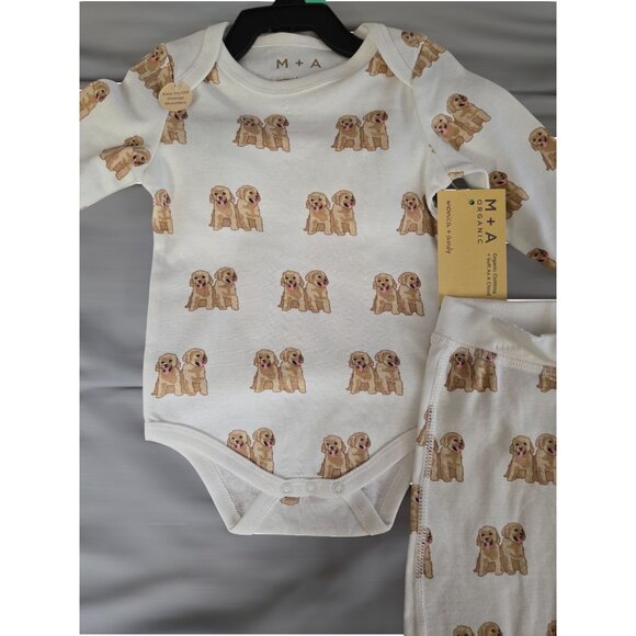 NWT Infants Puppy Dogs Bodysuit & Pant Set Sizes Available / M+A by Monica +Andy - Picture 2 of 4
